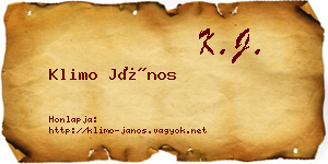 Klimo János névjegykártya